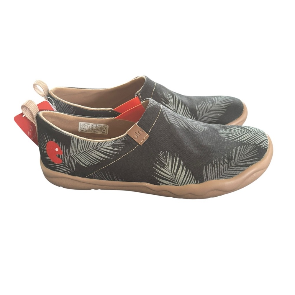 UIN "Follow Your Freedom" Men's Canvas Travel Loafer Shoe Charcoal Sz 7.5 Resort